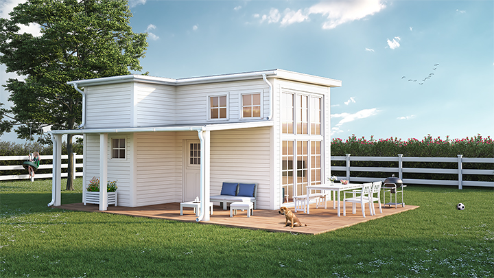 exteriör bostadsbild i 3d